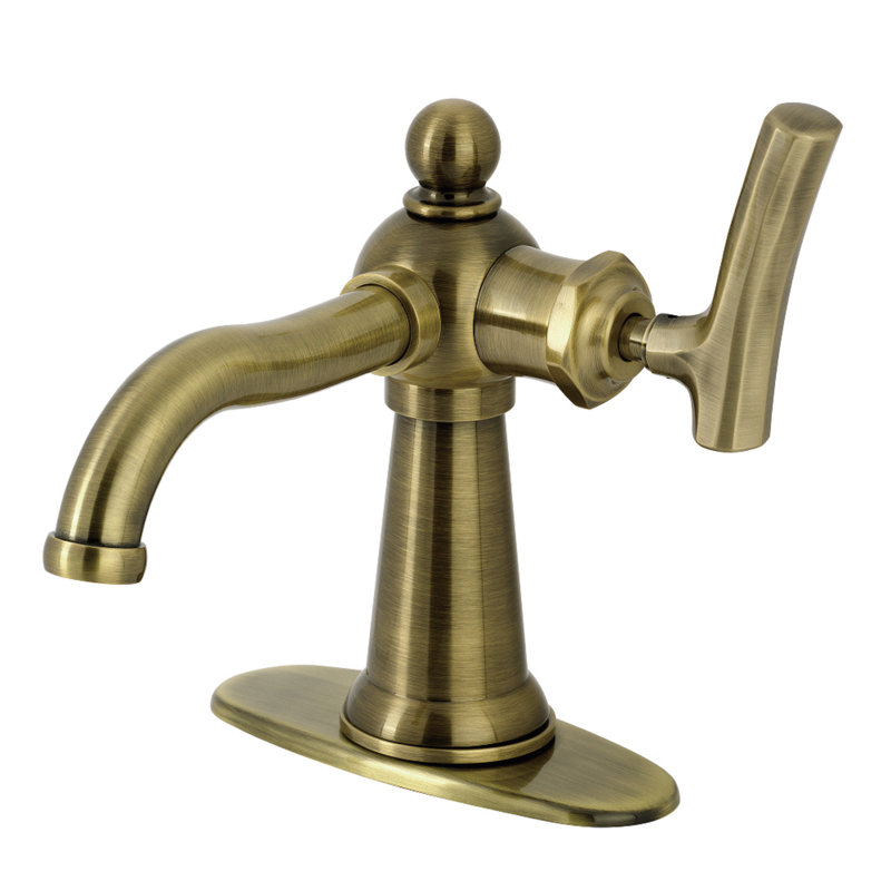 Robinet de salle de bain 1 trou à fixation sur le comptoir avec plaque de pont et bonde Kingston Brass Hallerbos
