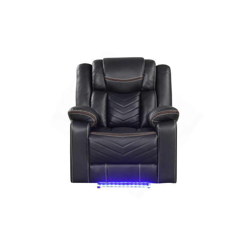 Challenger Modern Contemporary LED Power Recliner Chair Made With Wood And Metal Frame, Beige