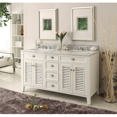Reedsburg 60'' Double Bathroom Vanity with Stone Top