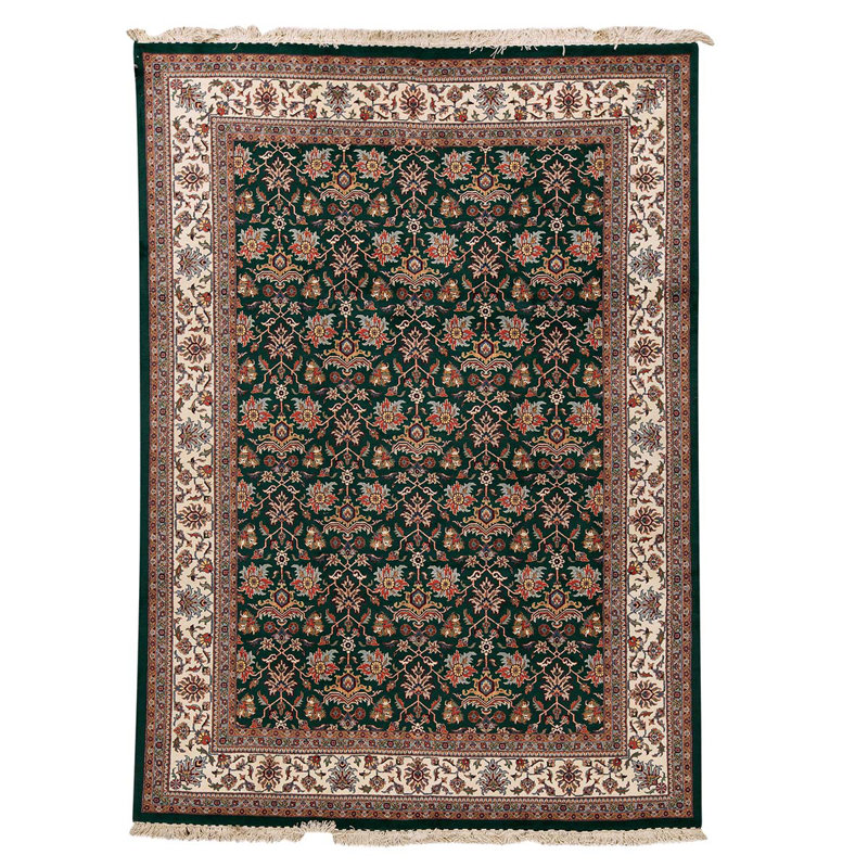 Tapis noir / brun / beige de haute qualité noué à la main One-of-a-Kind