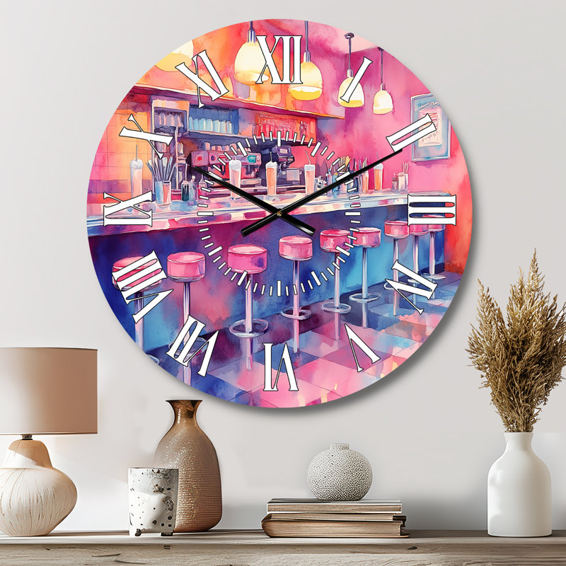 Table de comptoir des années 1950 - Horloge murale en métal de style milieu du siècle, Petit