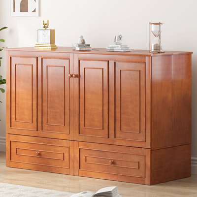 Lit escamotable en bois avec station de charge