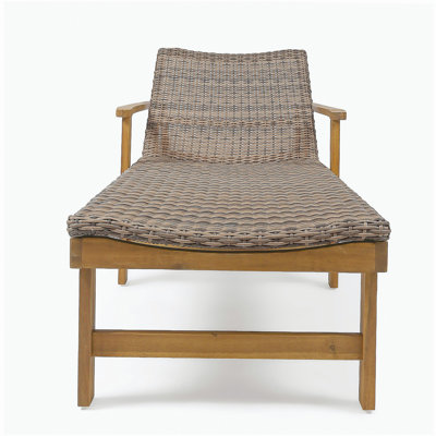 Chaise longue en bois et osier Hampton