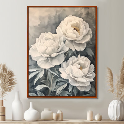 Art mural rétro, pivoines à l'ombre