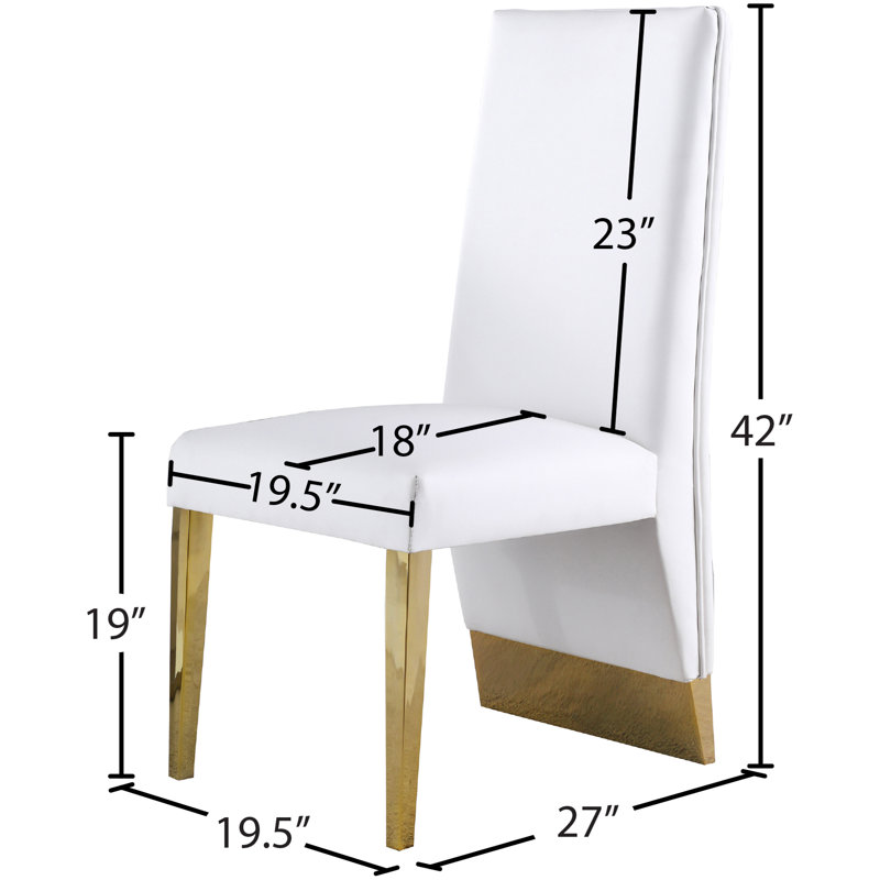 Chaise d'appoint rembourrée Elia, Or, Cuir végétalien blanc