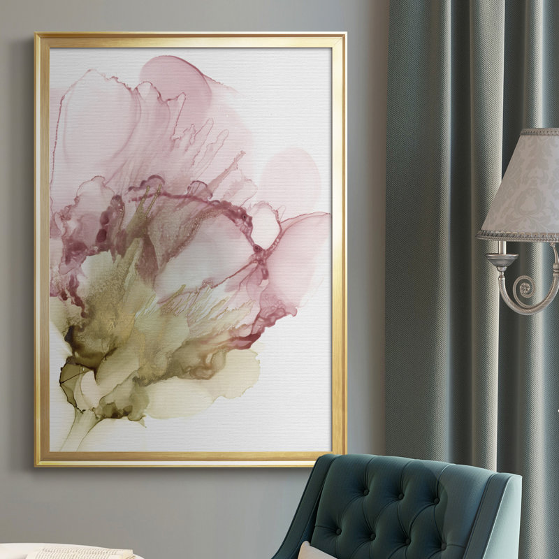 Floraison rose II, toile encadrée de qualité supérieure - prête à être accrochée, H 24,5 po x l 18,5 po x P 1 po, Cadre doré