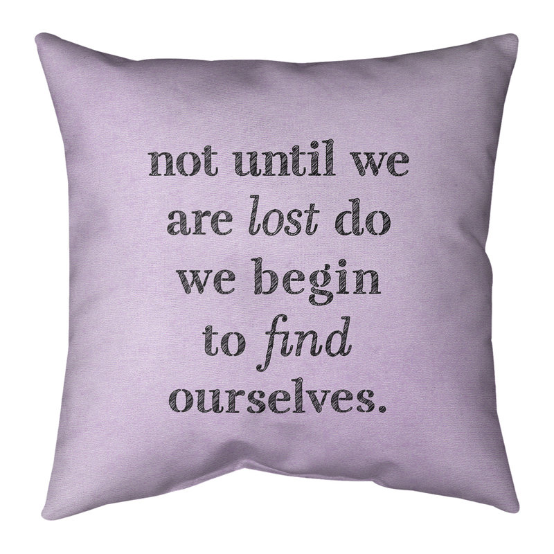 Coussin de citation à l’écriture pour la recherche, 20 po x 20 po, Mauve / Noir