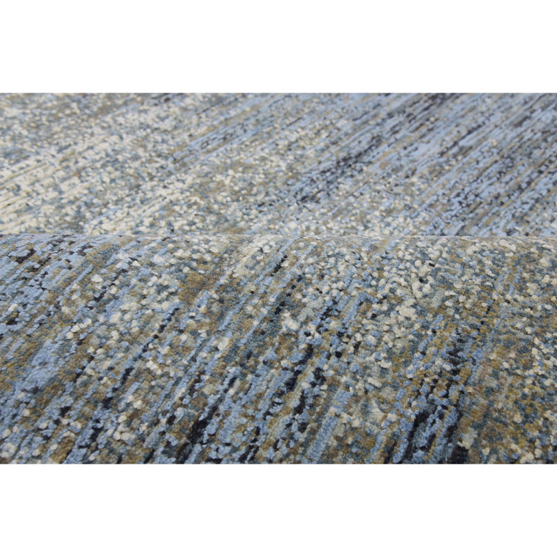 Hand Knotted Abstract Area Rug in Blue/Gray