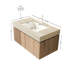 Meuble-lavabo 36 po, meuble de rangement flottant en contreplaqué avec tiroir et porte, comptoir en pierre frittée Roma Travertine et lavabo en céramique avec 1 trou de robinet pré-percé, pré-assemblé, grain de bois de chêne blanc-2041771548-2041771549
