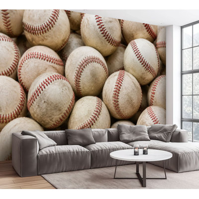Wall Mural Peel and Stick Wallpaper Official baseball balls piled up Self-Adhesive Removable Contact Paper Wall Decor for Living Room Bedroom 100"H x 144"W