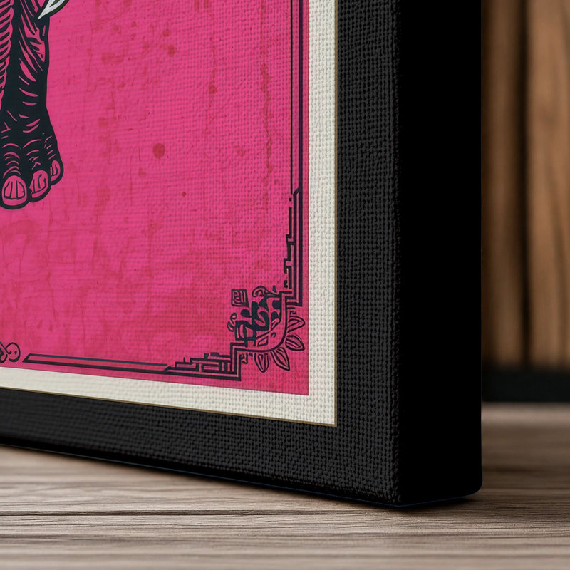 Elephant Heraldic Art Deco - Wrapped Canvas, 36x24 - 91.4 x 61.0 cm, Black Border