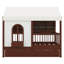 Lit House avec 2 grands tiroirs, bibliothèque latérale, tente, fenêtre, lit Montessori en bois avec garde-corps-892866049
