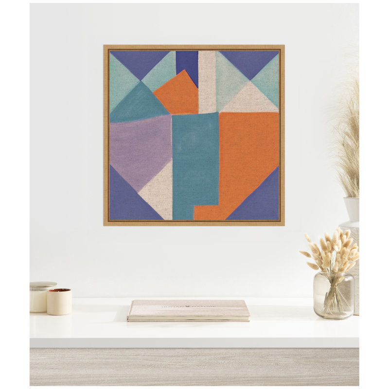 «Painterly Soft Geometric Shapes Neutral Linen» par The Creative Bunch Studio, reproduction d'art sur toile encadrée