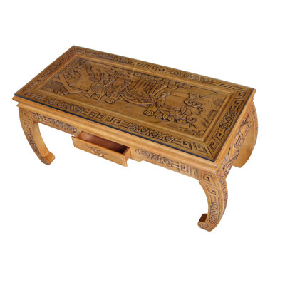 Abrams Chinese Carved Coffee Table with storage