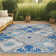 Alfheim Ornate Ogee Trellis High-Low Light Gray/Blue Indoor/Outdoor Rug