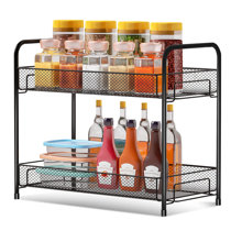 Rustic Brown Dual Tier Wire Spice Rack Jars Storage Organizer – MyGift