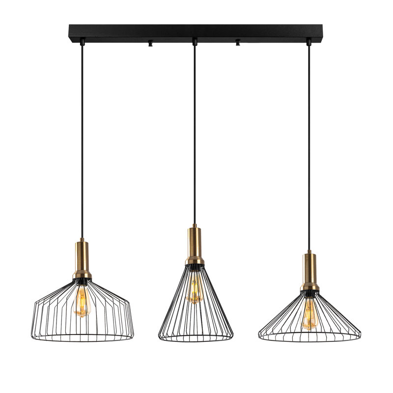 Luminaire suspendu géométrique à 3 lumières pour îlot de cuisine Seelyville