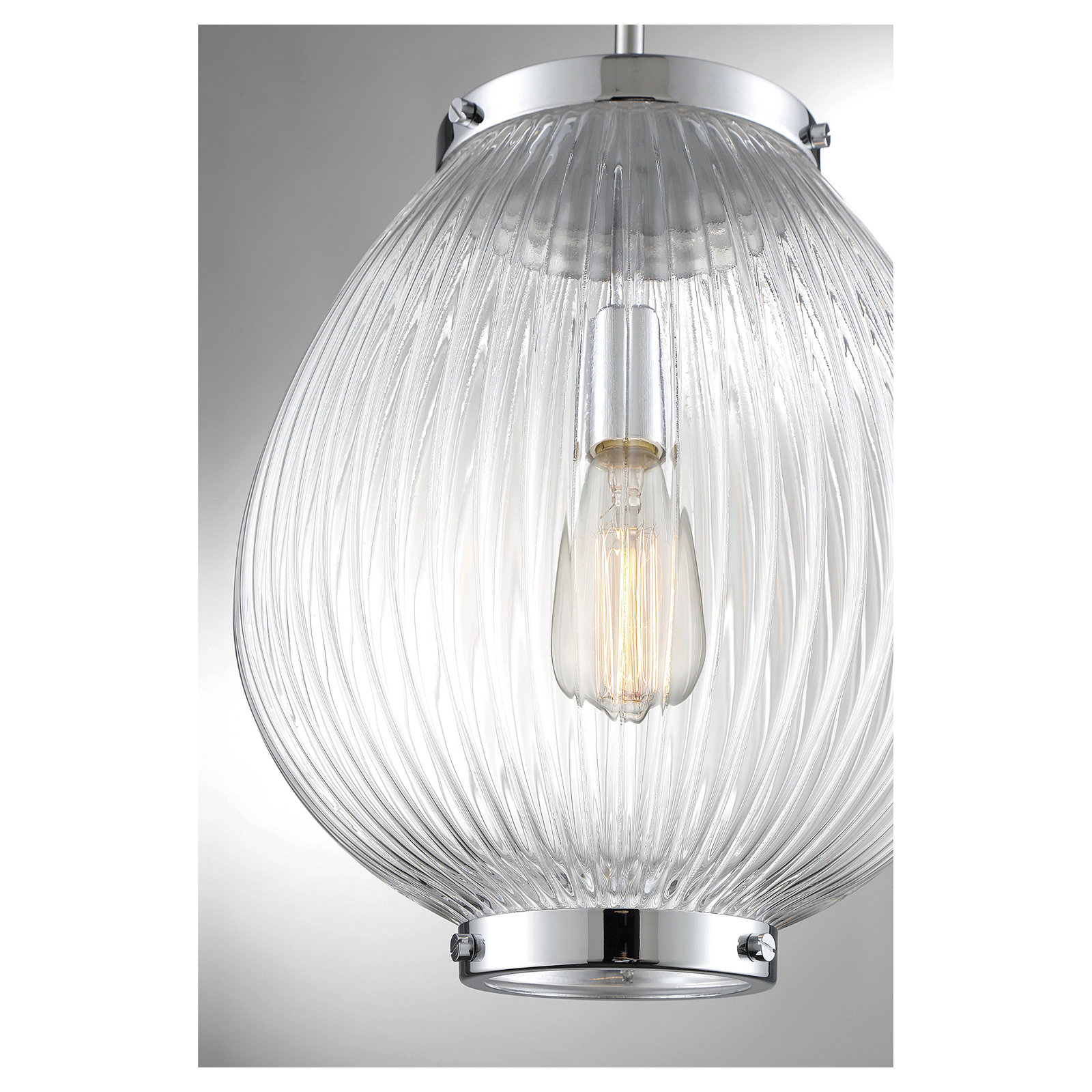 Single Light Glass Dimmable Pendant, Chrome