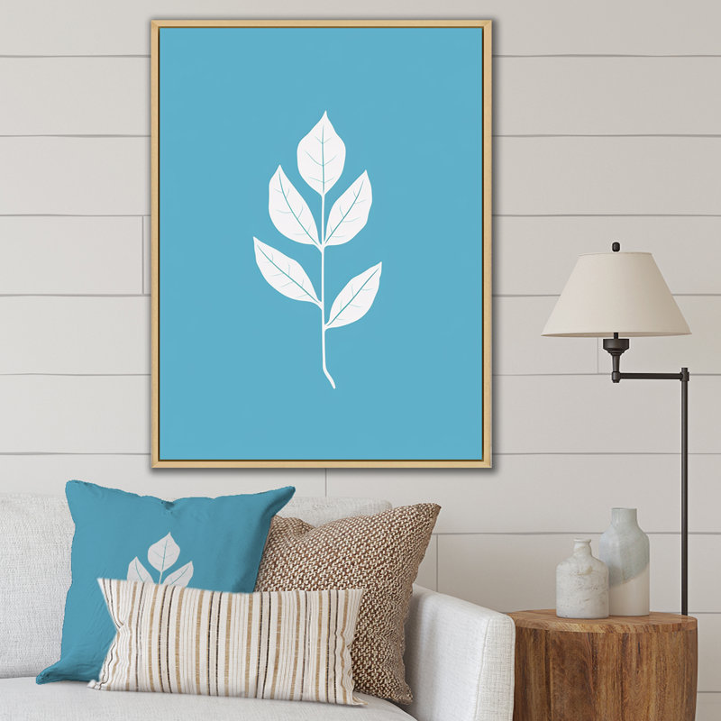 «Delicate Essence White Minimal Leaves» sur impression sur toile, Cadre naturel flottant, 44" H x 34" W