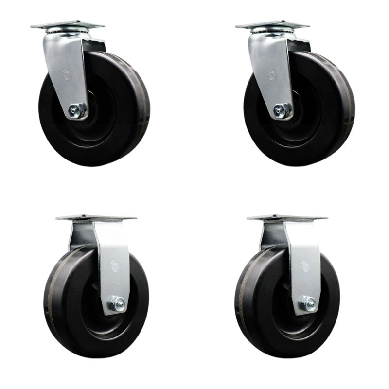 6 Inch Phenolic Caster Set with Ball Bearings 2 Swivel 2 Rigid SCC