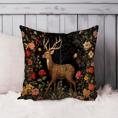 Animals William Morris Deer Pattern III Cottage Throw Pillow Cover