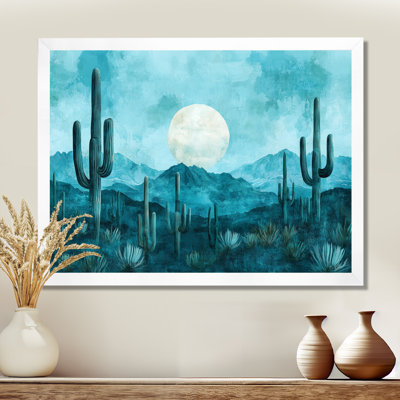 Tableau encadré Cactus Teal Desert Moonlight Breeze