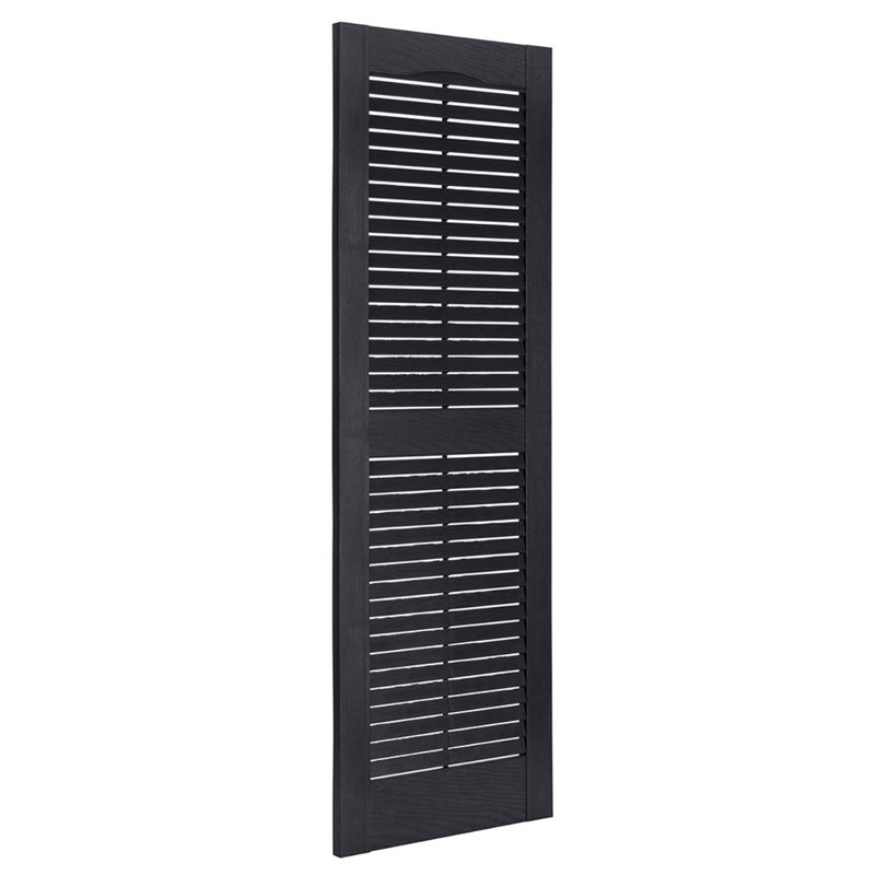 Premier Black Polypropylene Louvered Exterior Shutters, 15" x 67", Set of 2