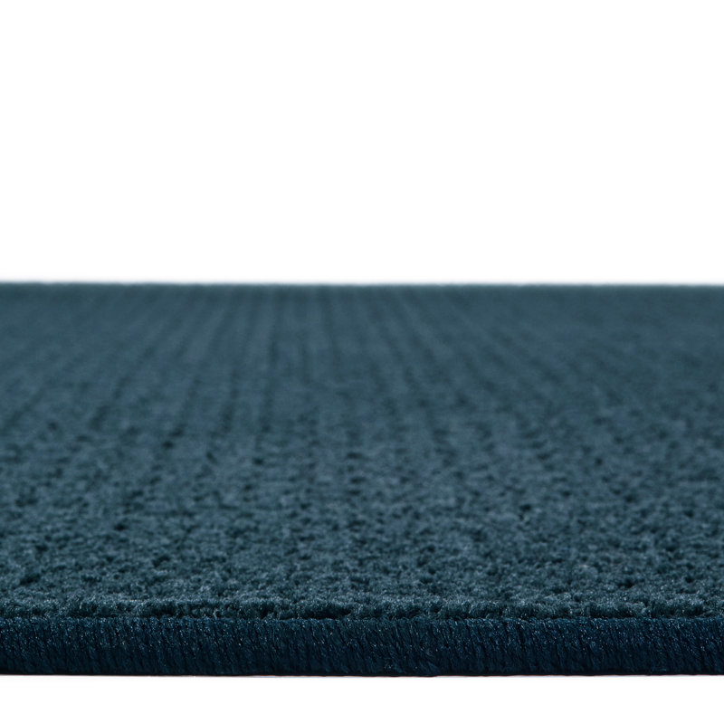 Tapis bleu marine à blocs de texture doux au toucher, Rectangulaire 8 pi 4 po x 12 pi