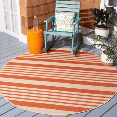 Tapis intérieur / extérieur rayé terre cuite / beige Arneshia