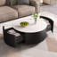 Table basse ronde mobile avec roulettes et 2 tiroirs-445571193