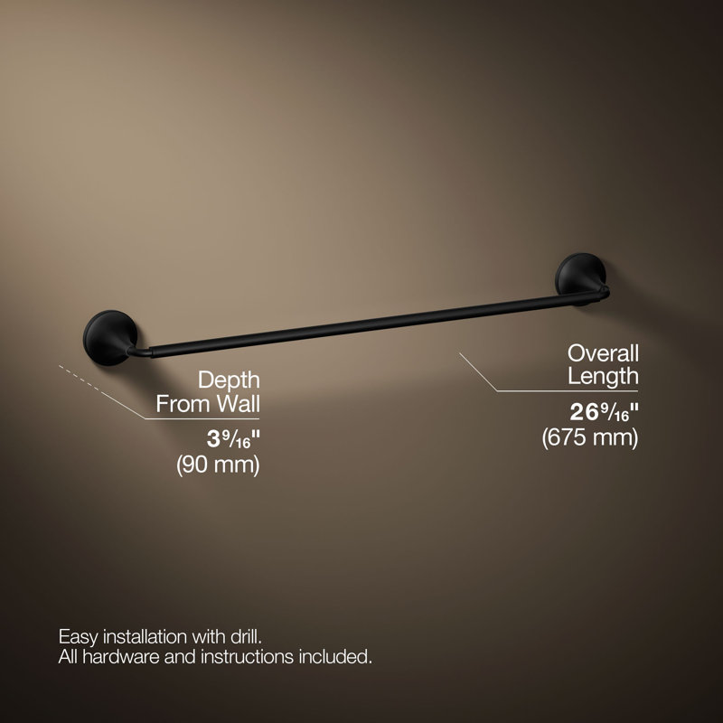 Tone Towel Bar, Matte Black, 24"W