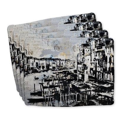 Braided Polyester Placemats Set of 4 - Abstract Venise Port