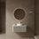 Meuble-lavabo de salle de bain avec lavabo, armoire de rangement murale à bords courbés et rayés avec tiroir