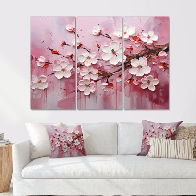 Cerisier blanc et rose Bloom II - art mural cerise