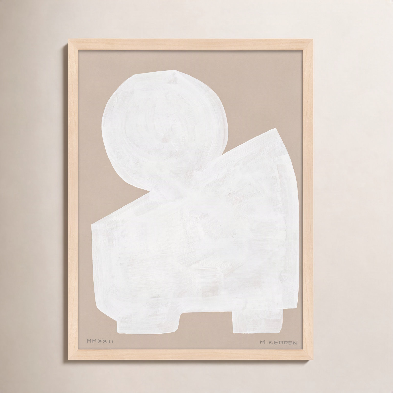 Modules In White 2 by Michael Kempen, 20" W x 25" H, Maple Framed