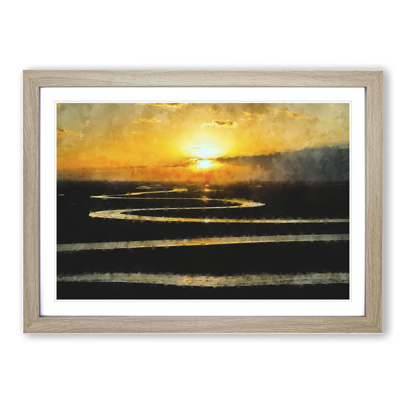 Sunset View Vol.1 - Picture Frame Painting, 48cm H x 65cm W x 2cm D, Oak Framed