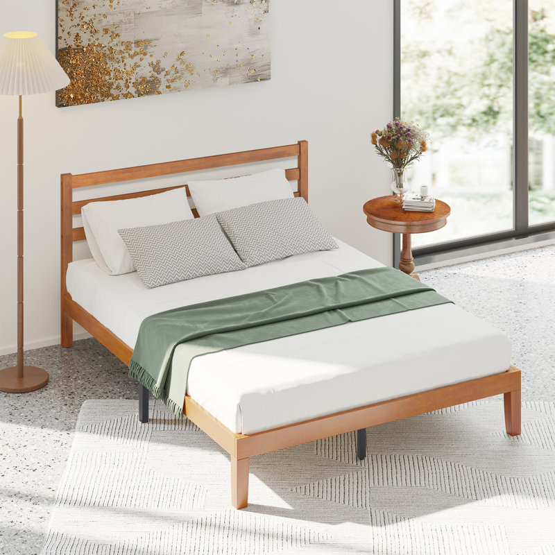 Solid Wood Low Profile Platform Bed, Queen