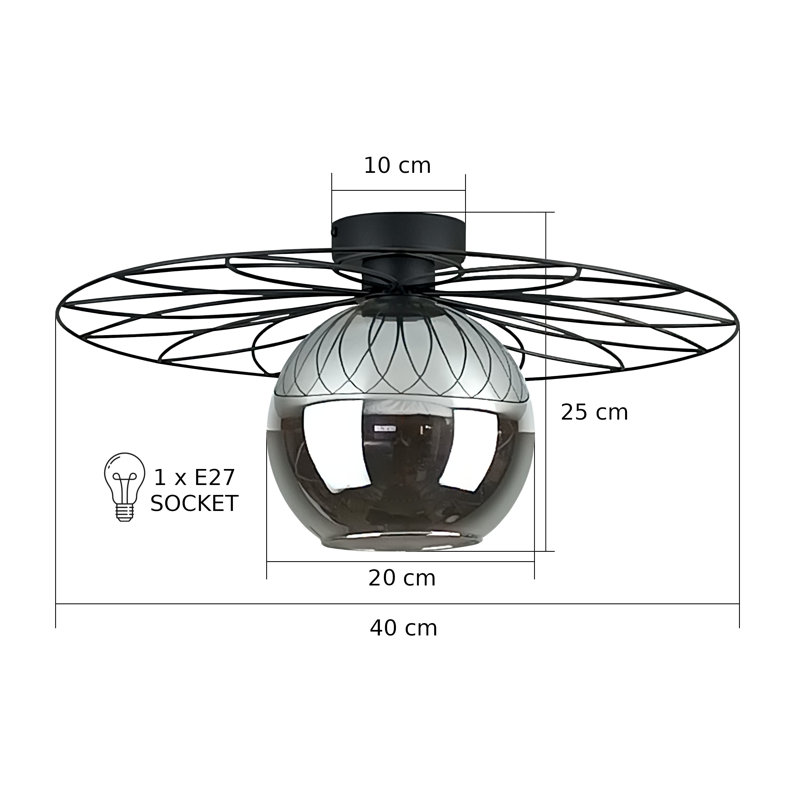 Anjely Glass Flush Mount, Smoky
