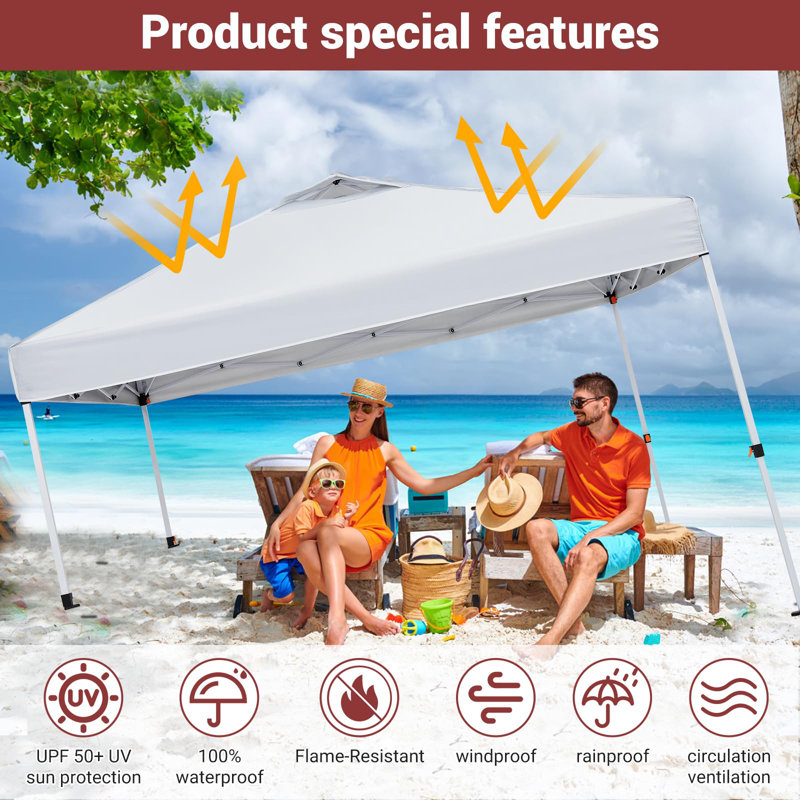 10x10ft Easy Pop-Up Canopy, Outdoor Screen Tent with Mesh Mosquito Netting Side Walls, Pop Up Tent, Waterproof Outdoor Screen Shed for Camping Picnic Party Deck Yard Events