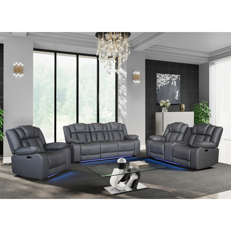 Canapé-causeuse-fauteuil inclinable 3 pièces Yepez
