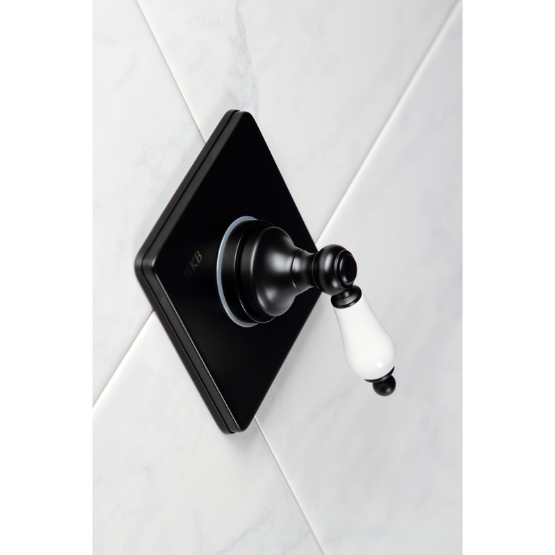 Kingston Brass Single-Handle Wall Mount Three-Way Diverter Valve with Trim Kit, Matte Black