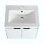 Meuble-lavabo de salle de bain avec lavabo en résine, portes à fermeture en douceur et armoire à 1 côté, conception à fixation flottante, contreplaqué