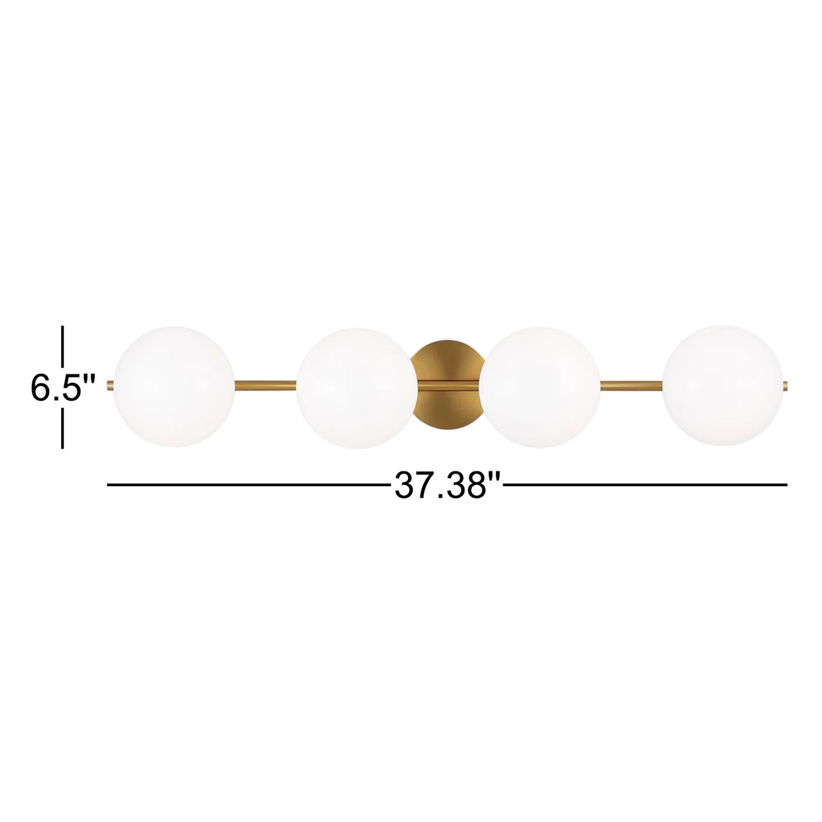 Vibi 4-Light Dimmable Vanity Light with Glass Globe Shades , Burnished Brass