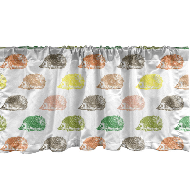 Ensemble de 2 cantonnières Ambesonne hérisson blanc et multicolore, L 54 po x L 12 po