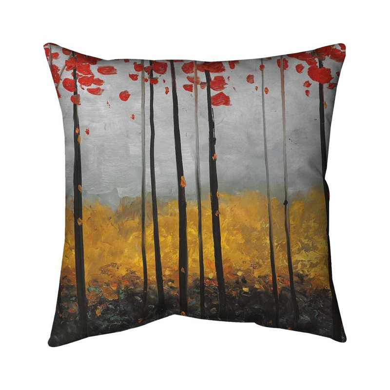 Gray Landscapes Bedroom Pillow | Abstract Landscape – Outdoor Throw Pillow with Insert, Weather-Resistant, Square 16"