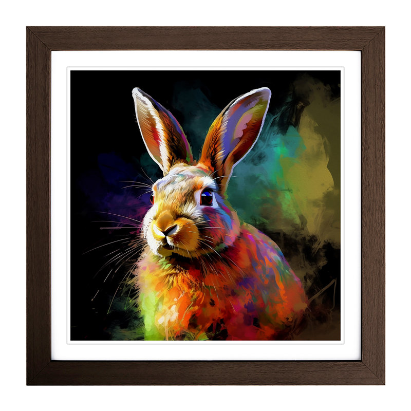 Rabbit Digital No.1 - Framed Print, Walnut