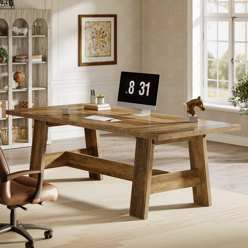 70.47'' Executive Computer Desk, Farmhouse Home Office Desk With Large Tabletop