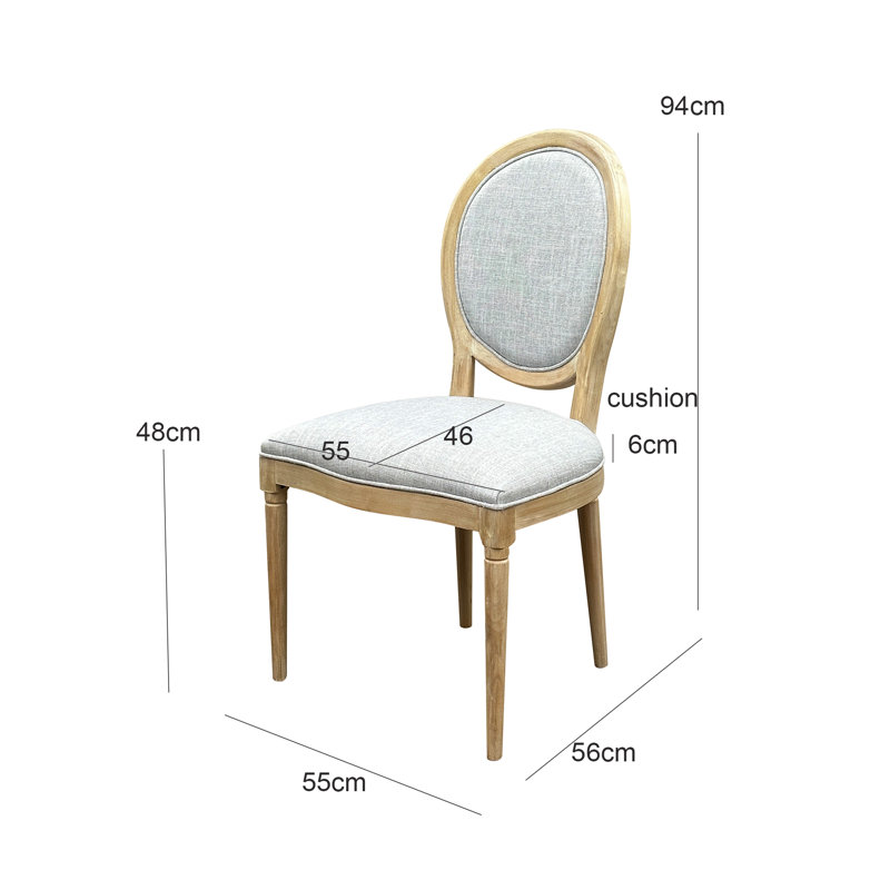 48cm H Polyester Blend Upholstered King Louis Back Accent, Grey