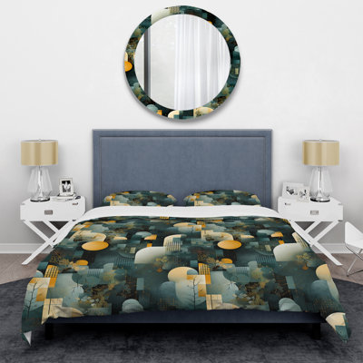 Green And Yellow Concrete Geometric Pattern Geometric Shapes Duvet Cover