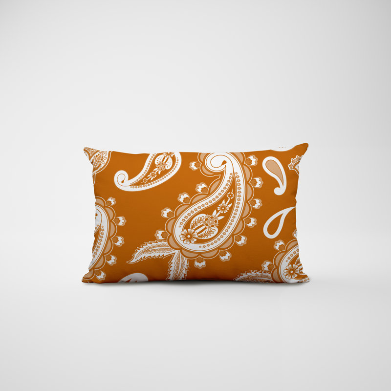 Paisley Outdoor Reversible Throw Pillow, Orange